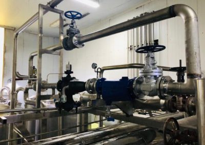 A large industrial area with pipes and valves.