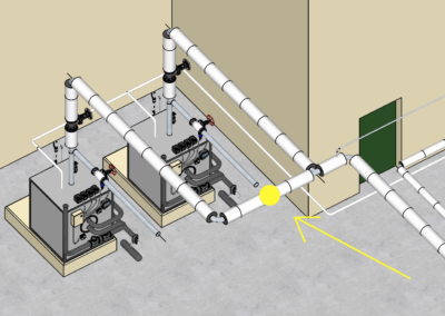 Industrial piping system with two machines.