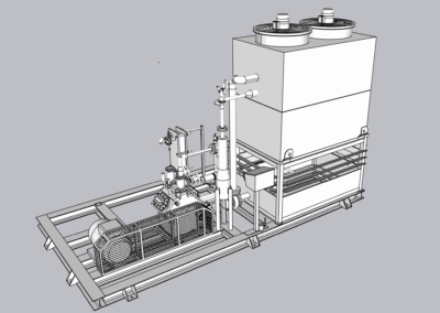 Industrial cooling system sketch, side view.